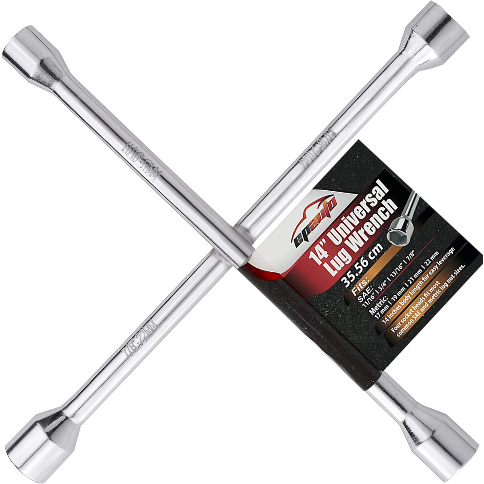 Epauto 14"""" Heavy Duty Universal Lug Wrench 4-Way Cross Wrench 690443851811