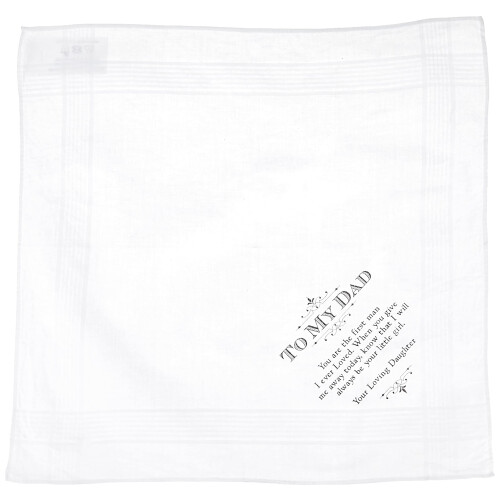Lillian Rose White Far Bryllupsgave Bomuldsminde Hankie 7"""" 1