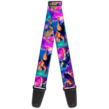 Buckle-Down Guitar Strap Cats In Space Pinks Blues 2 Inches Wide