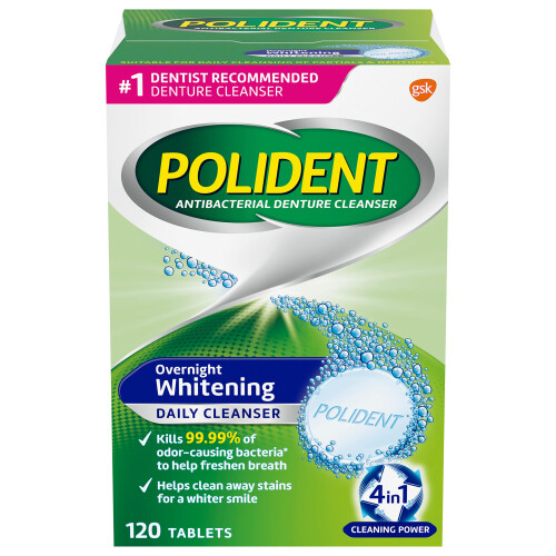 Polident Compresse Pulenti per Dentiera Whitening - 120 Pezzi