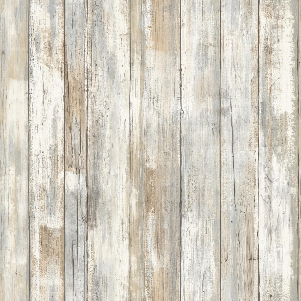Roommates Rmk9050wp White Distressed Wood Peel And Stick Wallpaper 034878060729