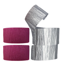 Luftschlangen aus Krepppapier in Kastanienbraun und Silbermetallic, hergestellt in den USA