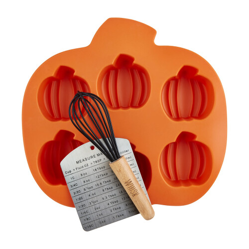 Mud Pie Pumpkin Silicone Baking Set  mold 9 1/2"""""""" x 9 3/4"""""""" Orange