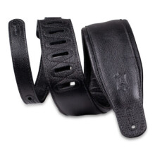 3.25-Wide Garment Leather Guitar Strap in Black with Black Backing