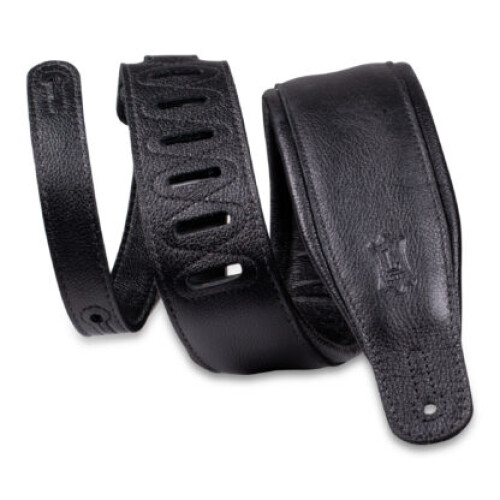3.25-Wide Garment Leather Guitar Strap in Black with Black Backing