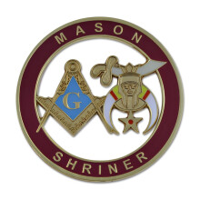 Mason Shriner Masonic Auto Emblem - [Bourgogne & Gold] [3 '' Diameter]
