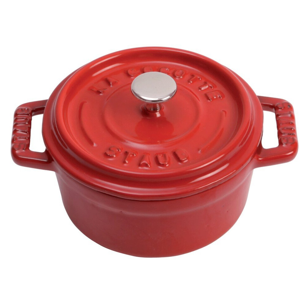 Staub Cast Iron 0.25-qt Mini Round Cocotte - Cherry  Made in France