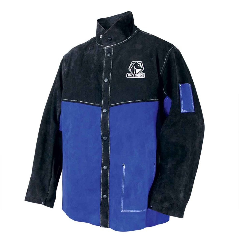 Veste de soudage en cuir color block Black Stallion JL1030-BB, taille M