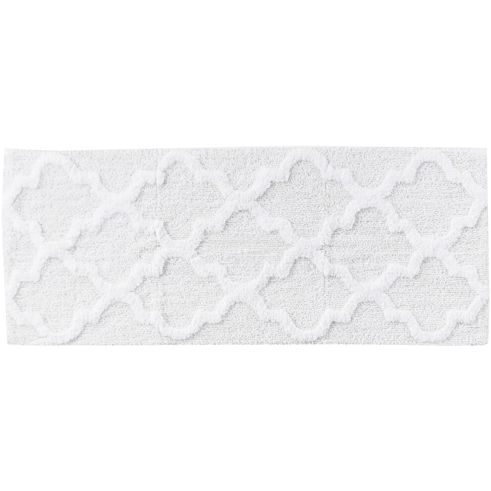 Tapis de salle de bain Lavish Home 100 % coton motif treillis - 24 x 60 pouces - Blanc
