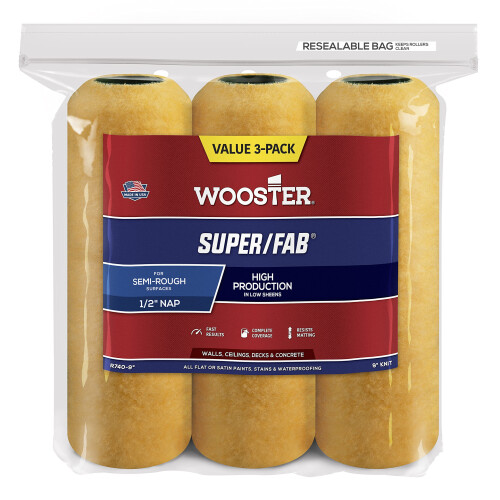 Wooster Brush R740-9 Super/Fab Roller, 1,27 cm Flor, 3er-Pack, 22,9 cm