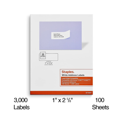 S??det??e? ?e???? t?p?? Inkjet/Laser, et???te? d?e????se?? 1"""""""" X 2-5/8"""""""" 3.000/???t? 2