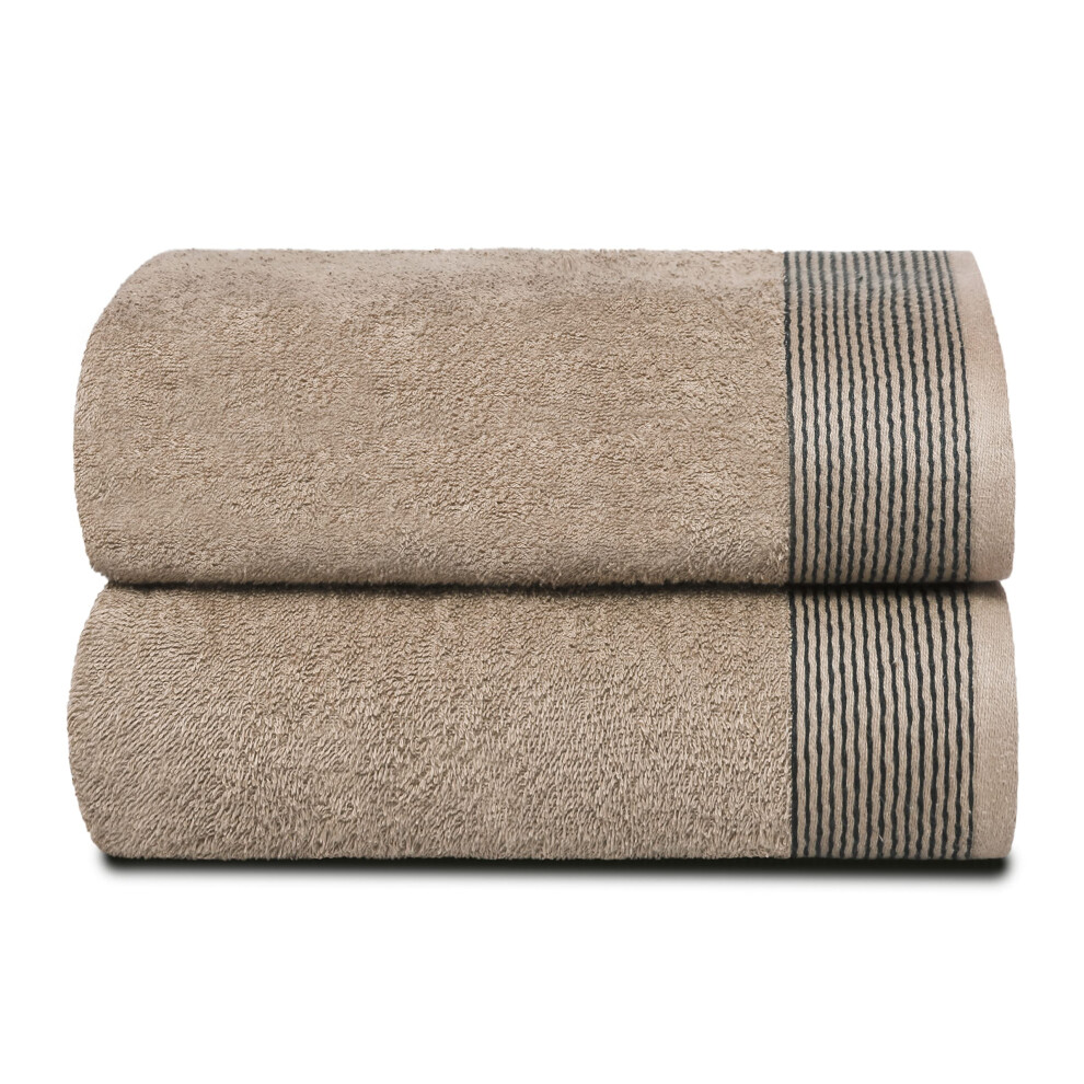 BELIZZI HOME Lot de 2 serviettes de bain surdimensionn   es en coton beige 28 x 55 pouces