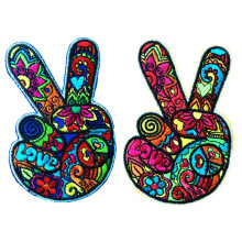 PatchClub 2 db szett Peace and Love Hand Fingers Patch Iron On/Sw On