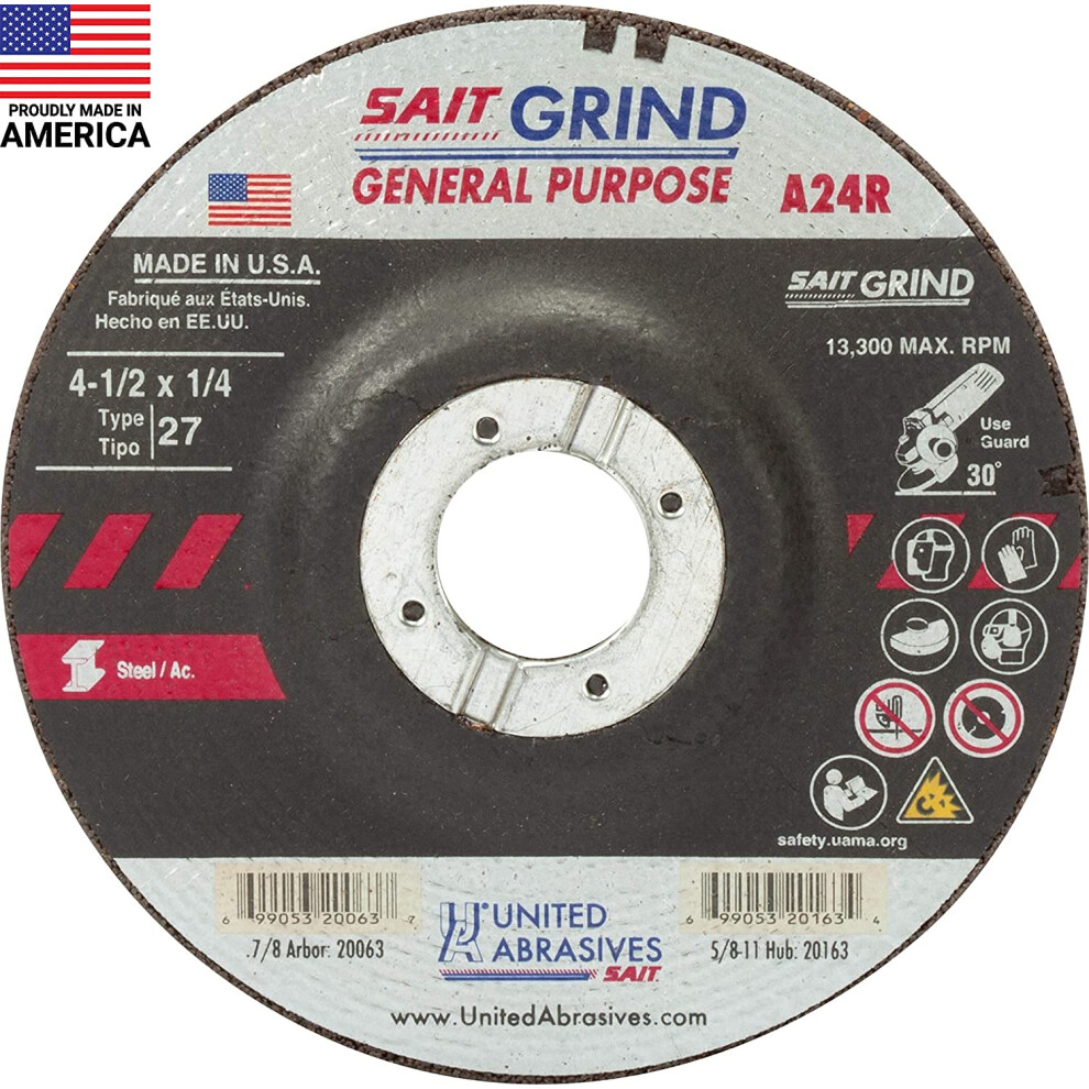 Photos - Power Tool Accessory SAIT Depressed Ctr Whl T27 4.5x1/4x5/8-11 AO Multi One Size 20163