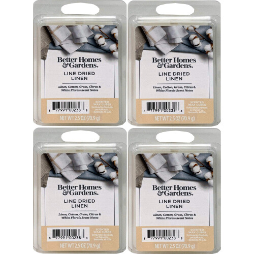 Κύβοι κεριού με άρωμα αποξηραμένου λινού Better Homes and Gardens Line - Συσκευασία των 4