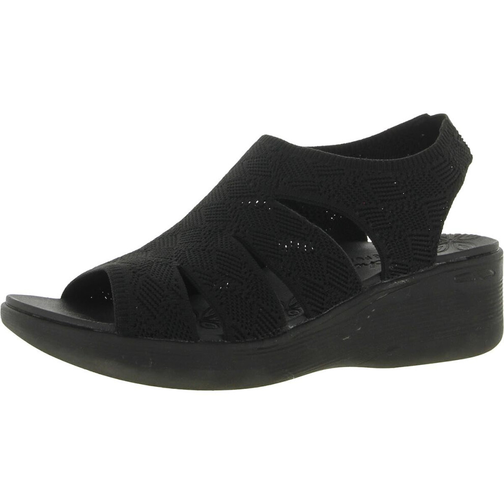 Sandale compens   e Skechers PIER-LITE-Memory Maker pour femme, noir/noir, pointure 8