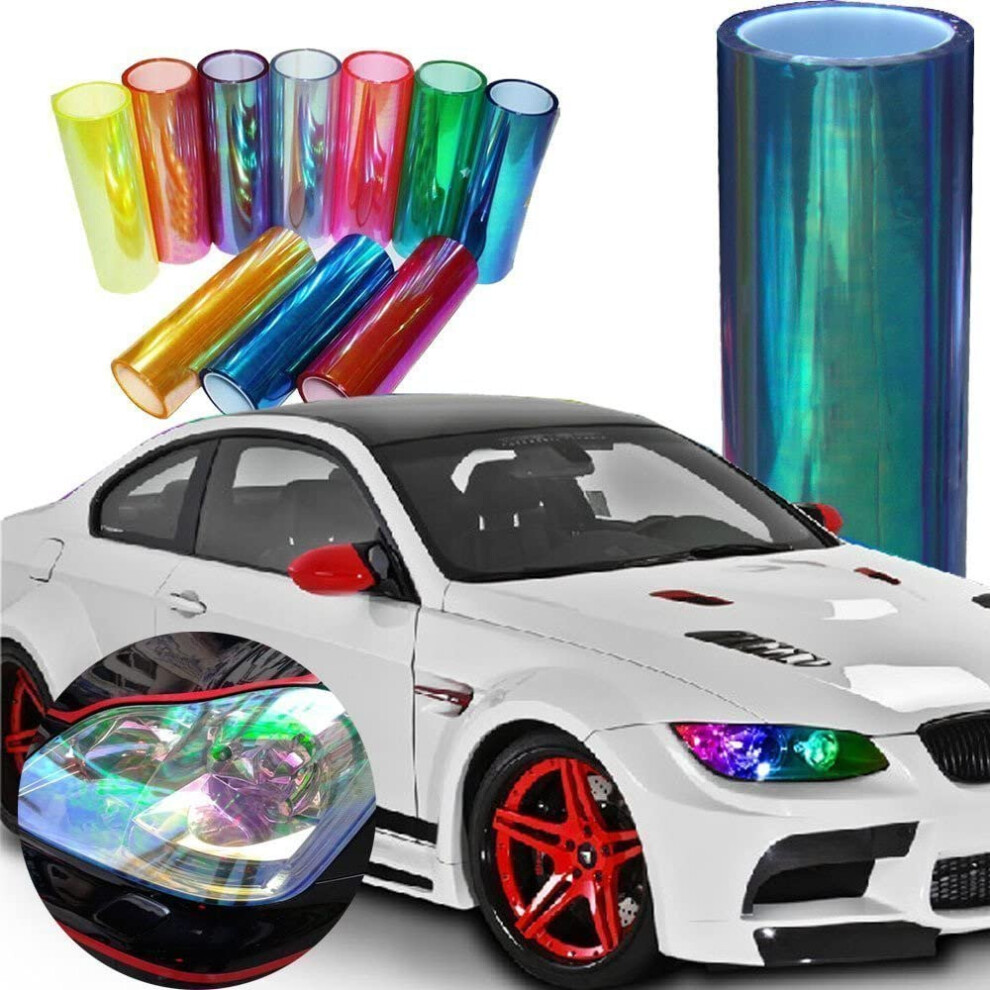Diyah 12 X 48 Inches Self Adhesive Shiny Chameleon Heads Tail S Fog S Films Film Sheet Sticker Tint Vinyl Film ( Blue) Light/Blue 714953316162