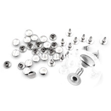 CRAFTMEMORE 200 Pack lederen klinknagels enkele dop snelle klinknagel metalen stud sluitingen ronde dop voor tas riem portemonnee leer Craftt (zilver