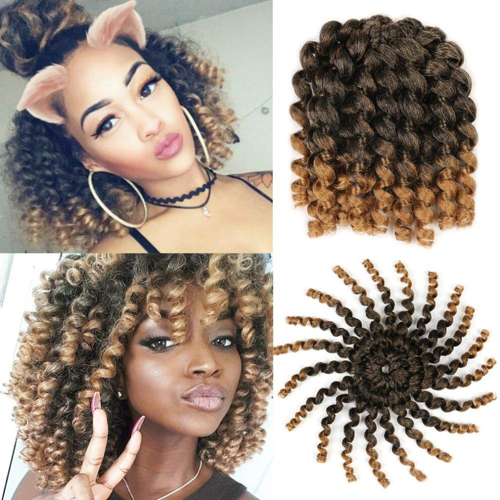 Xtrend Unisex Black 5 Packs Wand Curl Hair 8Inch Jamaican Bounce Synthetic Crochet Twist Braids Hair Extension 20Strands/Pack Hair (1B/27# 5Packs/Lot)
