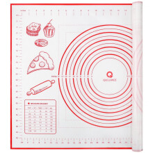 Tapis de Cuisson en Silicone avec Mesures, Tapis à Pâtisserie Rouge 20" x 28"