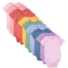 Honestbaby 10-pack kortærmet bodysuits ét stykke 100% organisk bomuld til spædbarn Baby Boys Girls Unisex Rainbow Gems Pinks 18 måneder