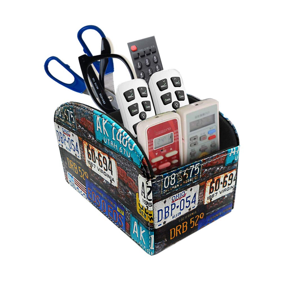 Fosinz Remote Control Holder Organizer Table Desk Leather Control Storage TV Remote Control Organizer with 4 Spacious Compartments (Brand)-image-OPC-PGG9N2X-NEW