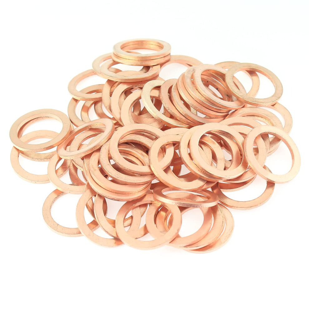 HELIFOUNER 50 Pieces M16x22x1.5mm Copper Washers  Copper Metric Sealing Washers  Inner Diameter 16mm  Outer Diameter 22mm  Thickness 1.5mm-image-OPC-PGG9N9G-NEW