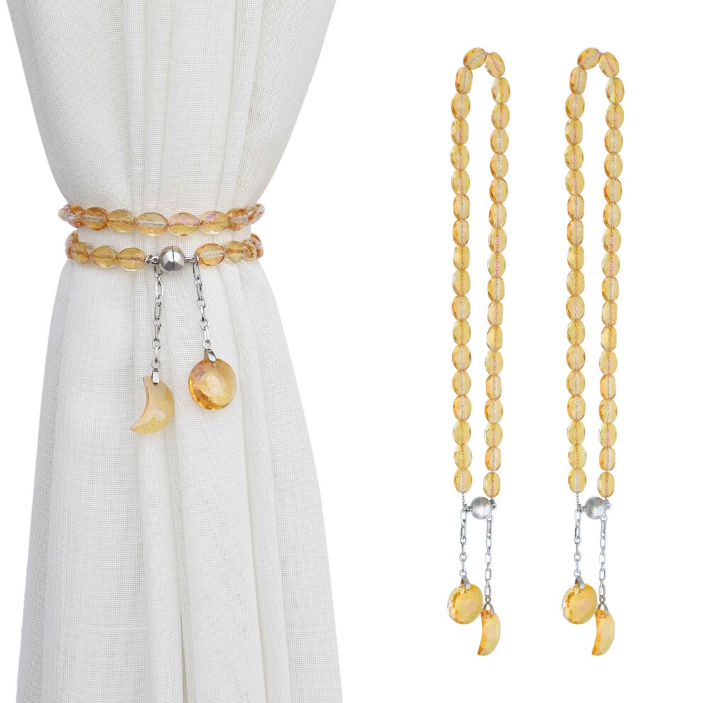 PEDOBO Lot de 2 embrasses de rideaux magnétiques en perles de cristal, pendentifs soleil et lune, voilages/rideaux pour fenêtre, décoration de ma