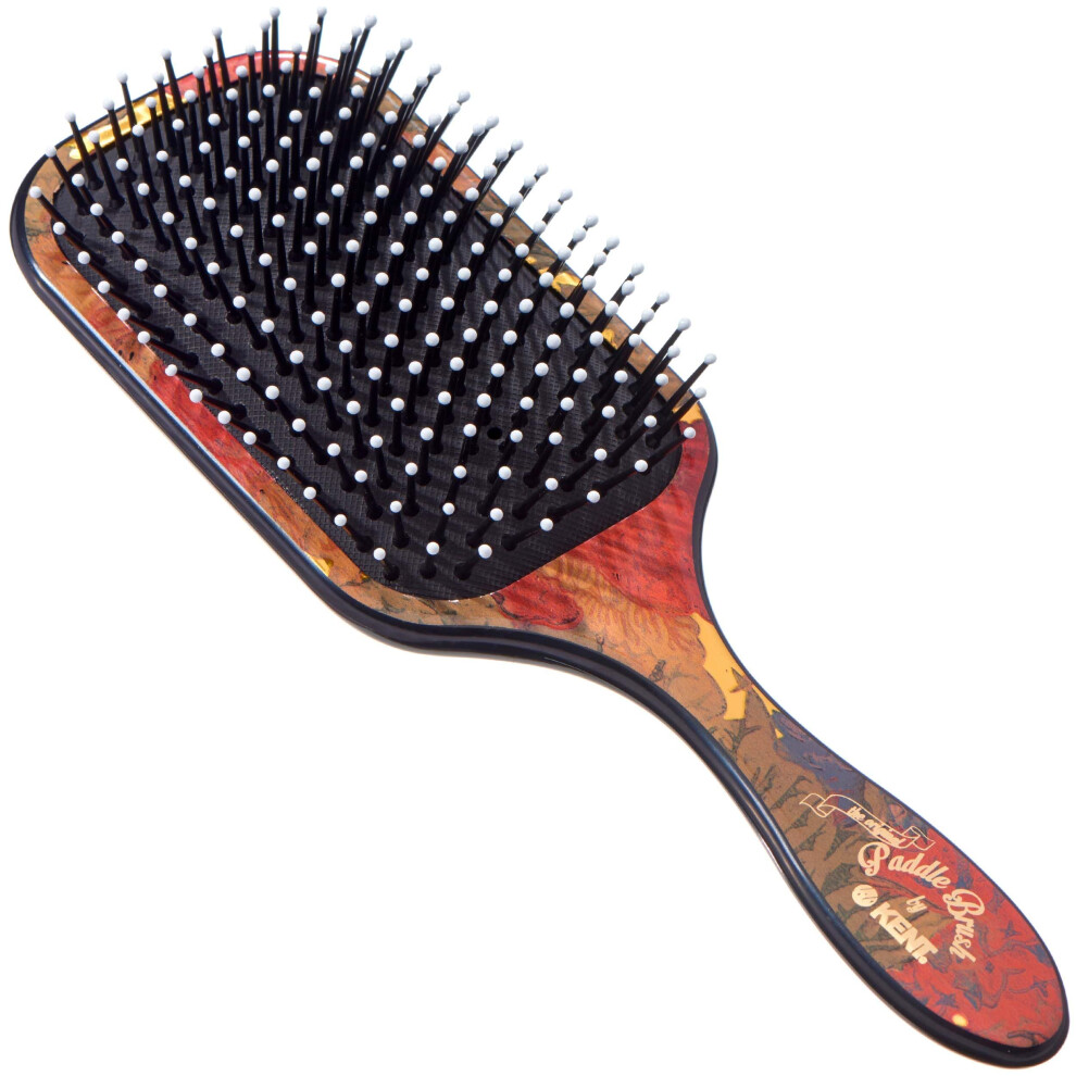 Kent LPB1 Large Paddle Cushioned Hair Brush - Grooming  Detangling  & Smoothing Floral Print - Best Everyday Brush For Medium to Long Hair