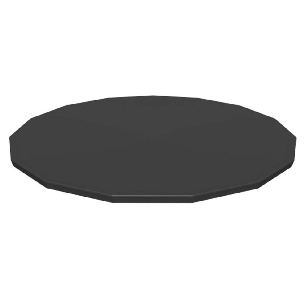Bestway Flowclear PVC Round 14 Foot Pool Cover for Above Ground Frame Pools with Drain Holes and Secure Tie-Down Ropes Black (Cover Only)