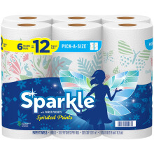 Asciugamani di carta Sparkle Pick-A-Size Spirited Prints 6 rotoli doppi = 12 rotoli normali Asciugamani di carta Everyday Value con fogli interi