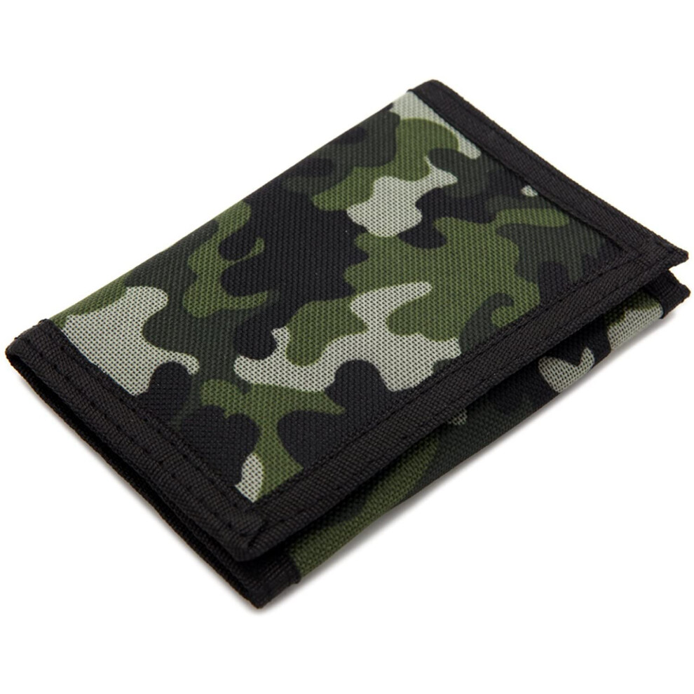AI-DEE RFID Trifold Canvas Outdoor Sports Wallet for Kids- Christmas Gifts for Boys - Front Pocket Wallet with Magic Sticker - (Camouflage)