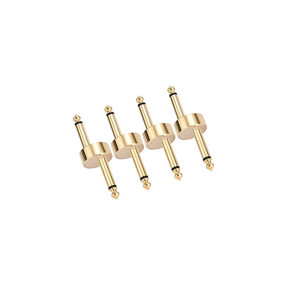 Otraki Pedale 4 Pezzi Accoppiatore 1/10,2 Cm Z Tipo Dritto Tipo 6.3 Mm Da Maschio A Maschio Accoppiatore Connettore Di Rame Per Chitarra Effetto Pedale 2.91×0.94Inch Z Type (4 Pack)-image