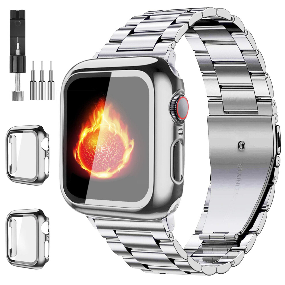 Confezione Da 3 Cinturini Bekomo Per Apple Watch Con Pellicola Protettiva Per Lo Schermo, In Acciaio Inossidabile, Design Elegante, Facile Regola-image