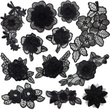 12 buca?i din dantela cu flori brodate aplicare 3D Floral Coase pe petele pentru haine Repararea decora?iei rochiei de mireasa DIY COMUNITATE CAS