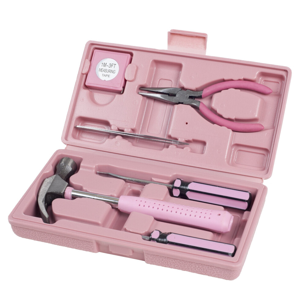 Household Tool Box - 7-Piece Handheld Tool Kit With Hammer Phillips Screwdrivers Long-Nose Pliers Tweezers And Tape Measure By Stalwart 359627459150