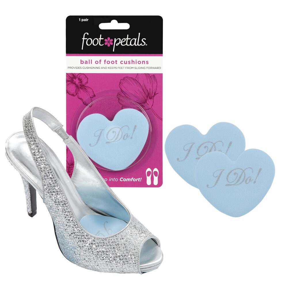 Foot Petals Ball Of Foot Cushions Metatarsal Pad Lasting Comfort Relief Prevent Toe Sliding Overhang Women's Heels 1 Pair Blue Heart