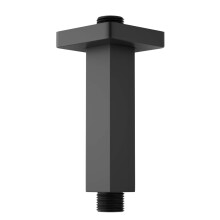 Braço de chuveiro preto mate KATAIS com flange, extensão de teto em aço inoxidável para chuveiro de chuva, 4 polegadas