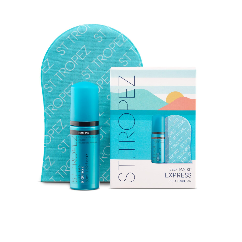 St.Tropez Self Tan Express Mini Kit  Travel-Sized Bronzing Mousse & Tanning Applicator Mitt  Vegan-Friendly Tanner  Even & Natural Self Tan