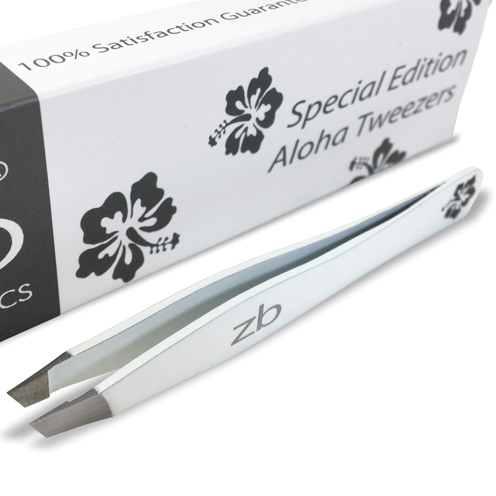 Zizzili Basics Tweezers - Special Edition Aloha Slant Tip Tweezer - Best Tweezers For Eyebrow Facial Hair Removal And Your Precision Needs