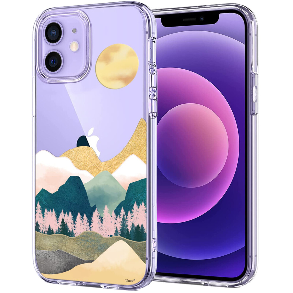 Unov Case Compatible With Iphone 12 Mini Case Clear With Design Slim Protective Soft Tpu Bumper Embossed Pattern 5.4 Inch (Sierra Mountains) 6972595135914