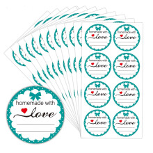 Zelfgemaakt met liefde Stickers met lijnen 2 inch inblikkende etiketten voor potten, opbergbakken, bakken, verpakkingszegels voor handgemaakte goeder