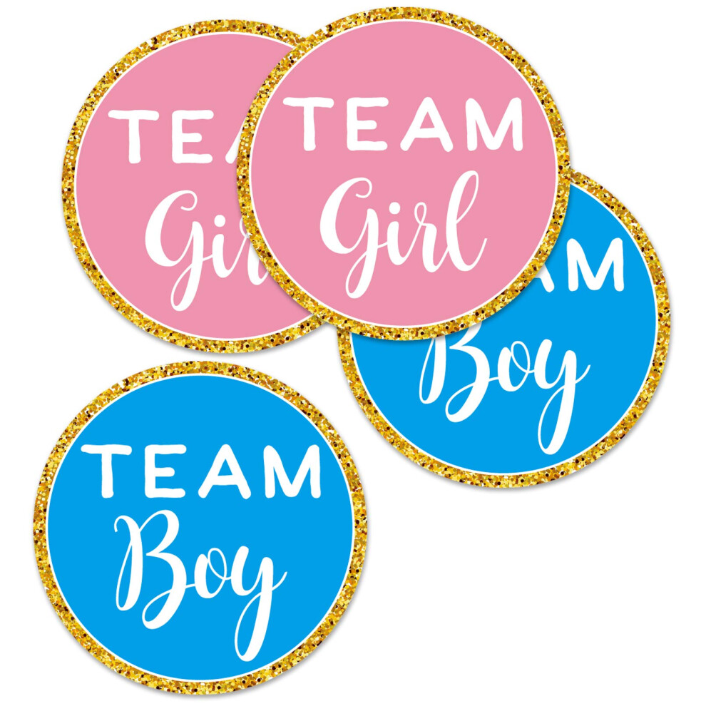 Mr.Mug Gouden Gender Reveal Stickers - 80 stuks Team boy en Team girl babyshower stickerlabels Perfecte Gender Reveal feestartikelen 2 inch.