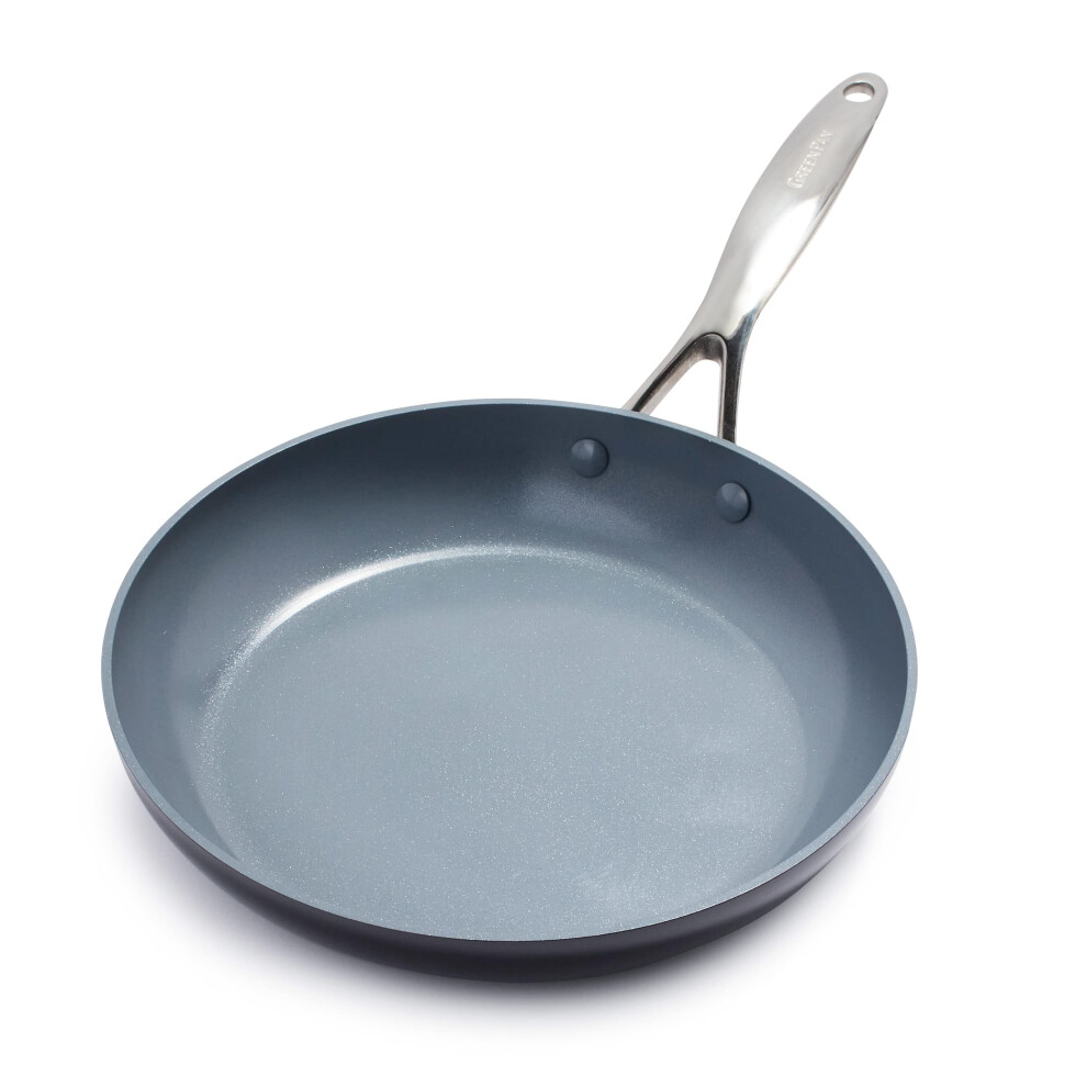 GreenPan Valencia Pro Hard Anodized Healthy Ceramic Nonstick 11"""""""" Frying Pan Skillet  PFAS-Free  Induction  Dishwasher Safe  Oven Safe  Gray