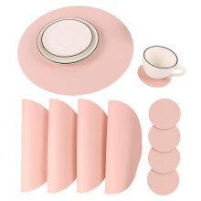 Runde Tischsets und Untersetzer aus Vinyl-Kunstleder, Kaffeematten, Küchenmatten, wasserdicht, leicht abwischbar, für den runden Tisch in der Küche