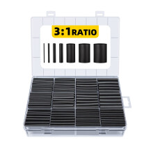 Heat Shrink Tubing Kit Eventronic 3:1 Ratio Adhesive Lined Marine & Industrial Grade Shrink Wrap Waterproof Heat Shrink Tubing Black-400 PCS