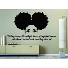 African Woman Wall Art Decal Beautiful Afro Black Girl Vinyl Wall Stickers Living Room Woman Bedroom Murals Home Decor LL2473 (LL2473 Black)
