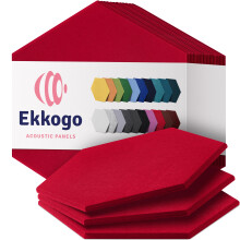 Ekkogo akustikpaneler 12-pak lydisolerede v?gpaneler 14''X13''X0.4'' lydpaneler H?jdensitetslydd?mpende paneler - [Candy Red Hexagon]