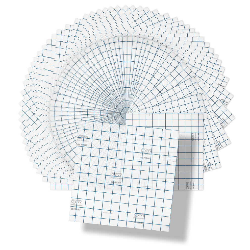 VViViD Vinyl Transfer Tape Rol Clear met Blauw Uitlijnrooster voor Borden Ambachten Decals Medium Tack (30 cm x 30 cm (55 Vellen))