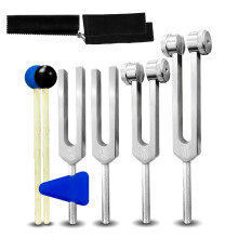 Tuning Fork Set 4 PCS 128Hz 256Hz 512Hz 528Hz Tuning Forks for Healing Chakra Set With Reflex Hammer For Buddhists Yoga Teacher Sound Healer